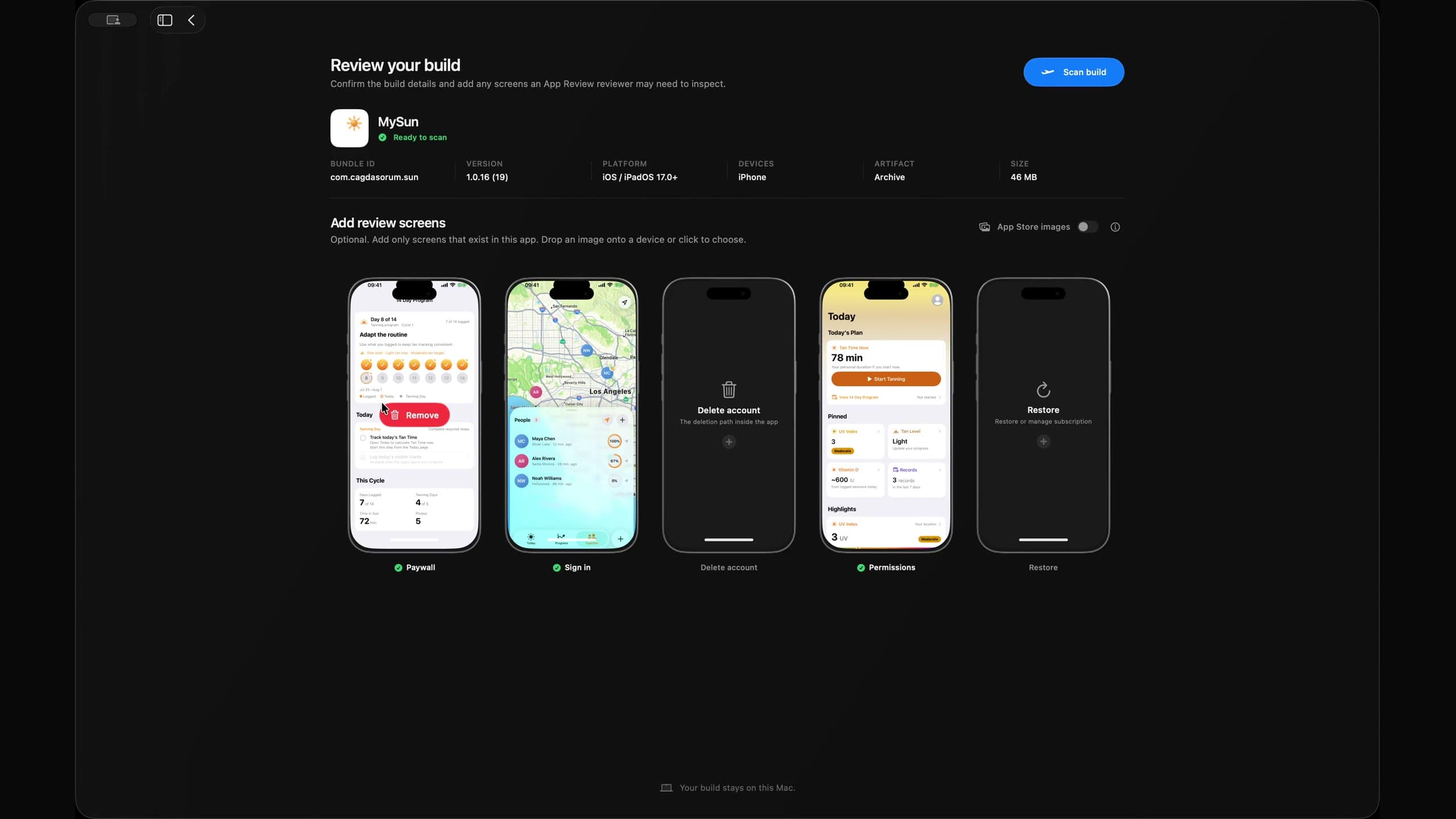 Choose the screens App Review will see first.